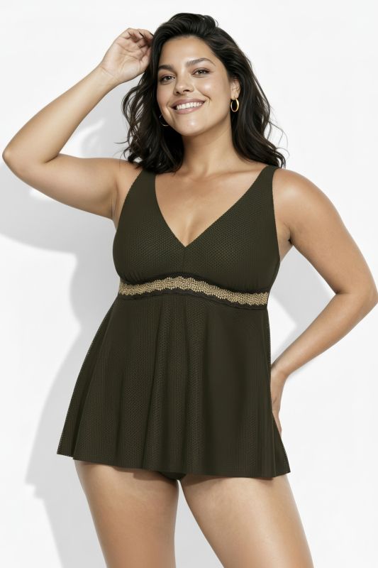 Tankini avec bande fantaisie, bonnets souples et bretelles ajustables, matière recyclée