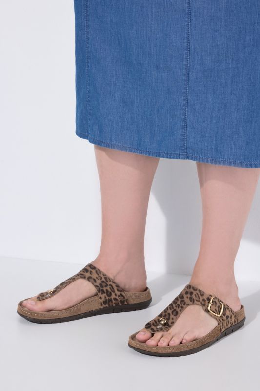 Sandales à entre-doigts Rohde en cuir, semelle intérieure à mémoire de forme - largeur confortable