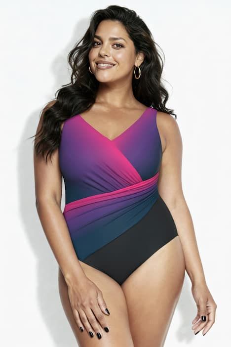 Maillot de bain à bonnets souples, dégradé de couleurs, matière recyclée