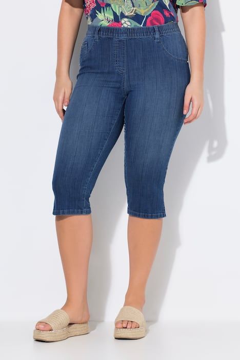 Corsaire en jean Sienna. Taille élastique et jambe étroite
