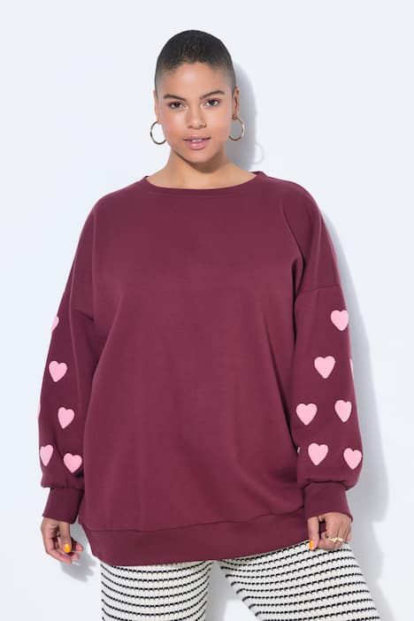 Sweat-shirt ultra-oversize, cœurs sur les bras