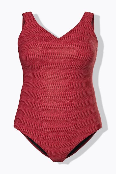 Maillot de bain sans bonnets souples, décolleté en V et matière texturée