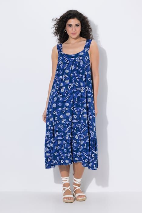 Robe midi sans manches, coupe évasée, décolleté carré légèrement en V