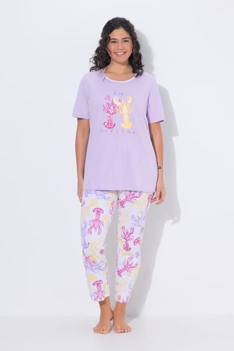Pyjama motif homards, décolleté rond et manches courtes