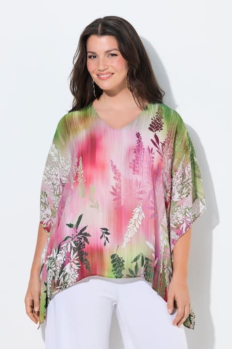 Blouse en mousseline doublée, décolleté en V, coupe oversize
