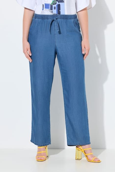 Pantalon Rose avec cordon de serrage, jambe large et taille élastique