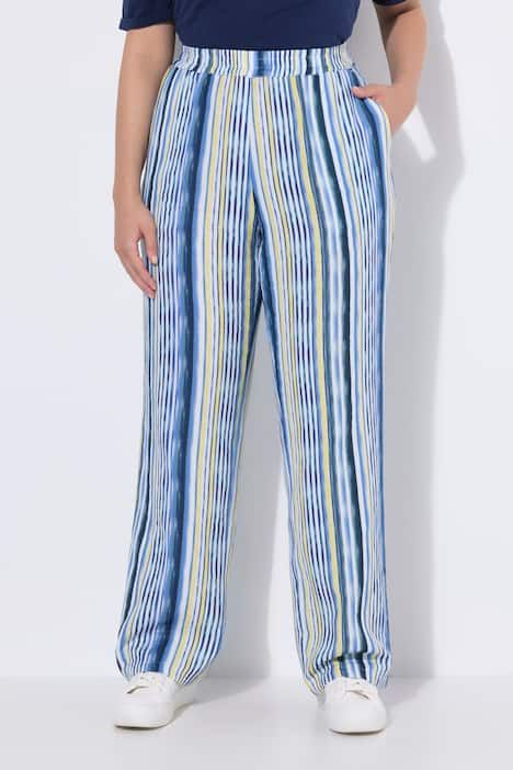 Pantalon Rose en mousseline rayée, jambe large et taille élastique
