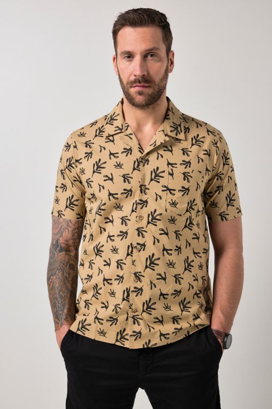 Chemise JP 1880 à manches courtes, col cubain et imprimé all-over, coupe Cuba-Fit - jusqu'au 8 XL