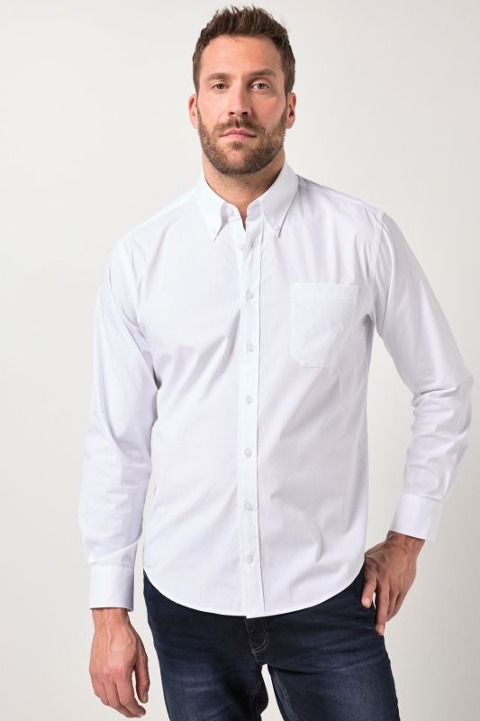 Chemise JP 1880 avec finition FLEXNAMIC®, manches longues et col à pointes boutonnées, coupe Modern Fit
