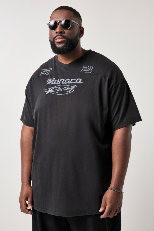 T-shirt STHUGE oversize, manches courtes et logo brodé sur la poitrine, style vintage - jusqu'au 8 XL