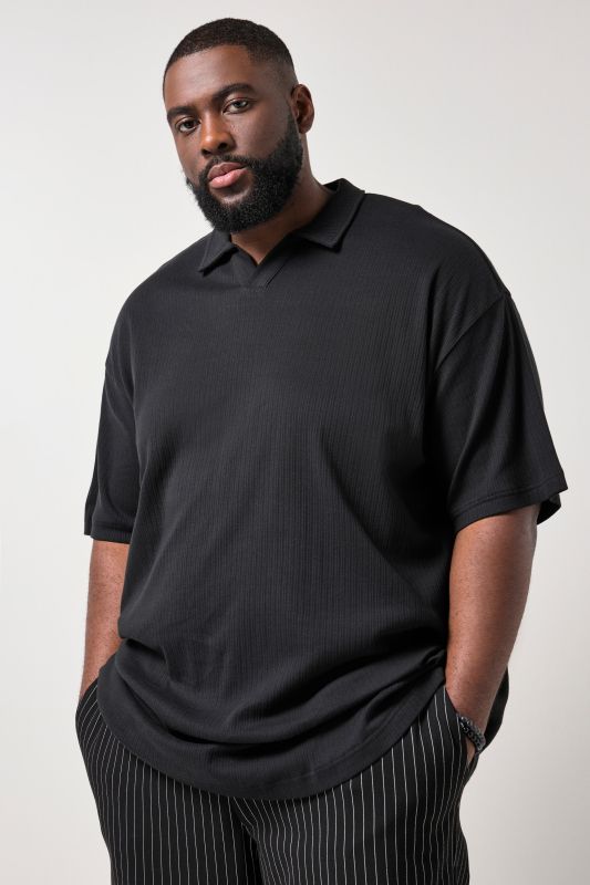 Polo à manches courtes STHUGE finition FLEXLASTIC®, tissu jersey côtelé, coupe oversize - jusqu'au 8 XL