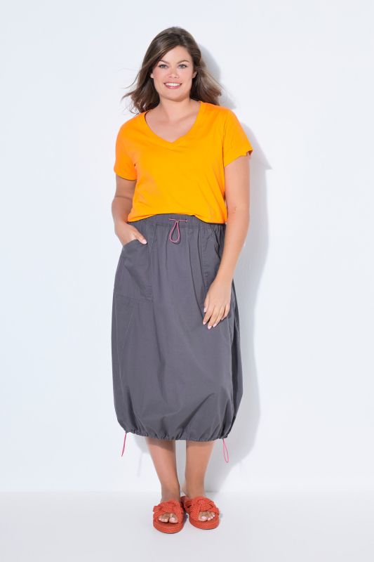 Jupe en popeline, avec cordons sous tunnel