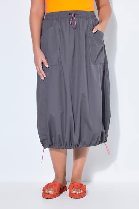 Jupe en popeline, avec cordons sous tunnel