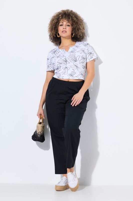 Pantalon chino Ruby 7/8 - taille élastique, jambe droite et large