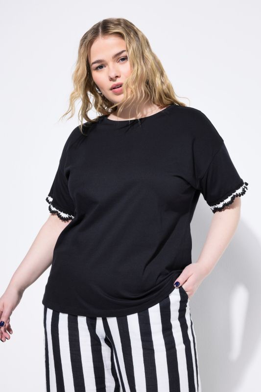 T-shirt oversize, manches courtes finition crochet