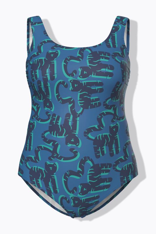 Maillot de bain motif chats, sans bonnets souples, décolleté rond