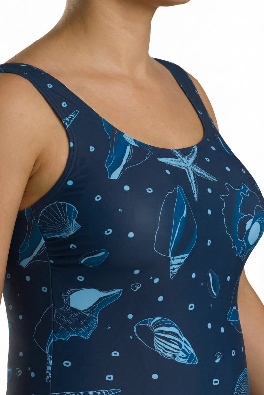 Maillot de bain motif coquillages, sans bonnets souples, décolleté rond