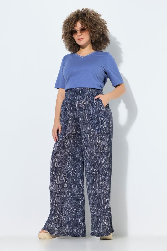 Jupe-culotte Rose, motif zébré, taille smockée et jambe ultra-large