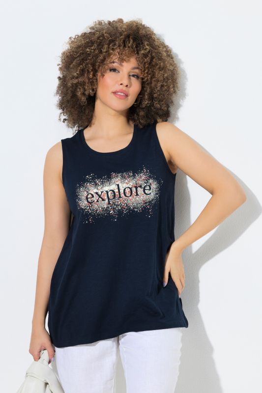 Débardeur coupe évasée, motif EXPLORE, décolleté rond