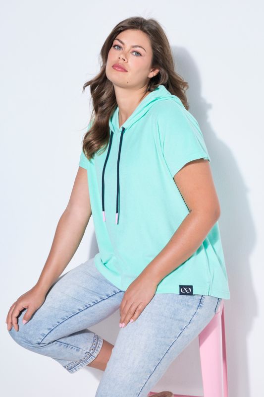 Sweat-shirt en tissu éponge, manches 1/2, capuche