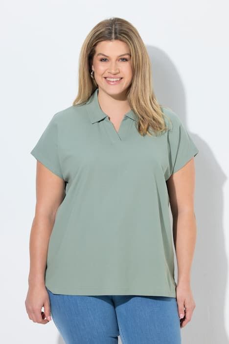 Polo oversize en coton bio, manches courtes et col polo