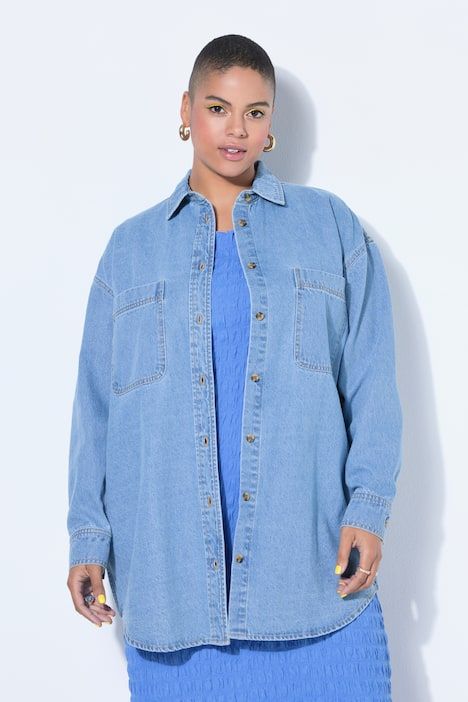 Chemisier en jean oversize, col chemise