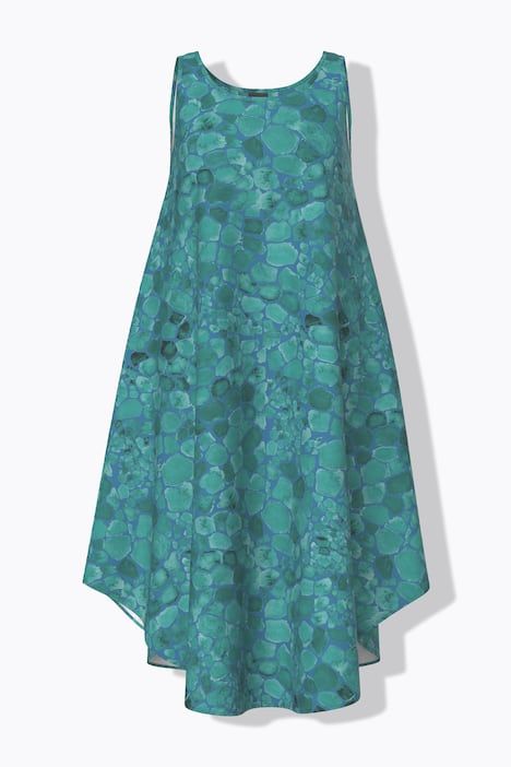 Robe midi sans manches, décolleté rond et coupe évasée