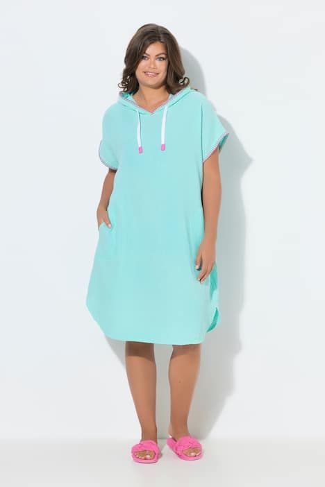 Robe de plage à capuche en mousseline, manches 1/2