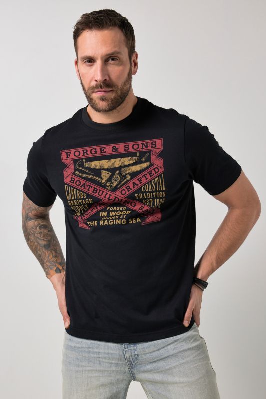 T-shirt JP 1880, imprimé et manches courtes - jusqu'au 8 XL