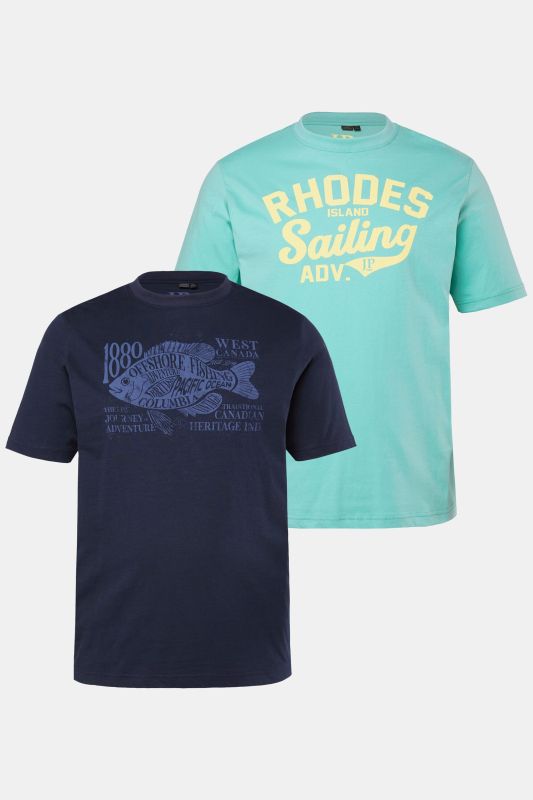 Lot de 2 T-shirts JP 1880, manches courtes et imprimé - jusqu'au 8 XL