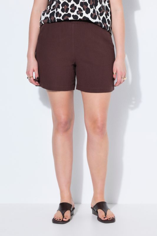 Short à jambes larges en mousseline avec taille élastique