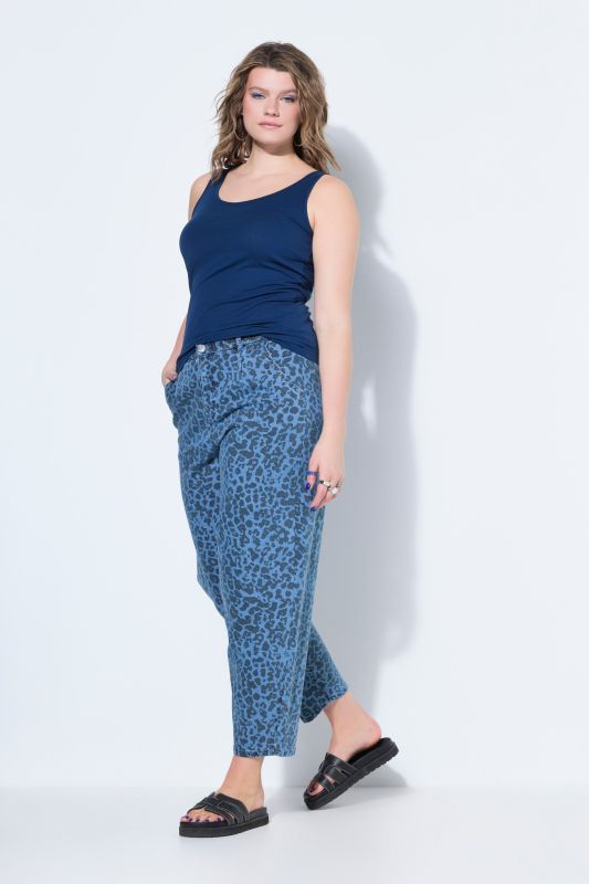 Jean ballon, taille haute, imprimé léopard, 5 poches