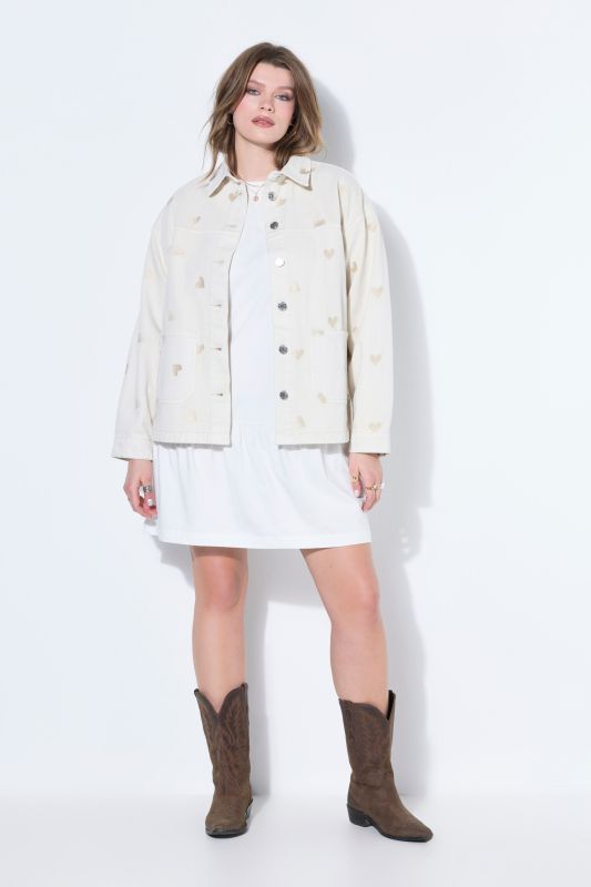 Veste en jean oversize à cœurs, denim épais