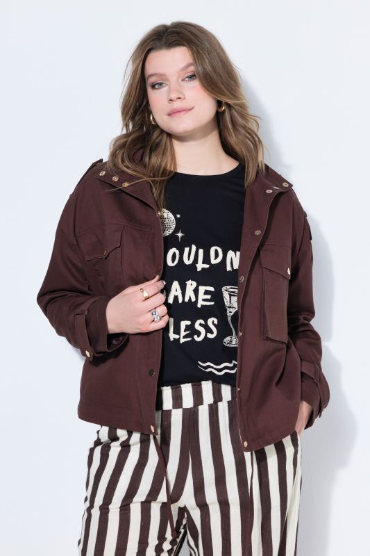 Veste utility oversize, grandes poches, col montant