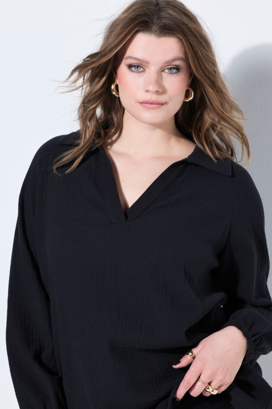 Tunique en mousseline, manches longues raglan amples