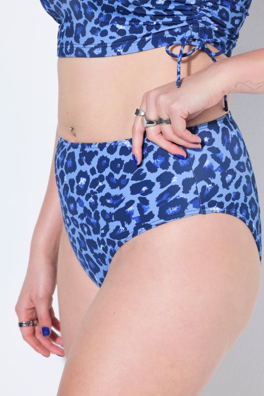Bas de bikini, imprimé léopard, taille haute, gainant