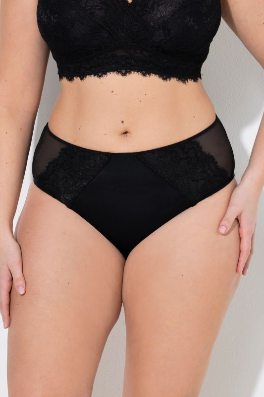 Culotte midi avec empiècement en dentelle, liseré fantaisie