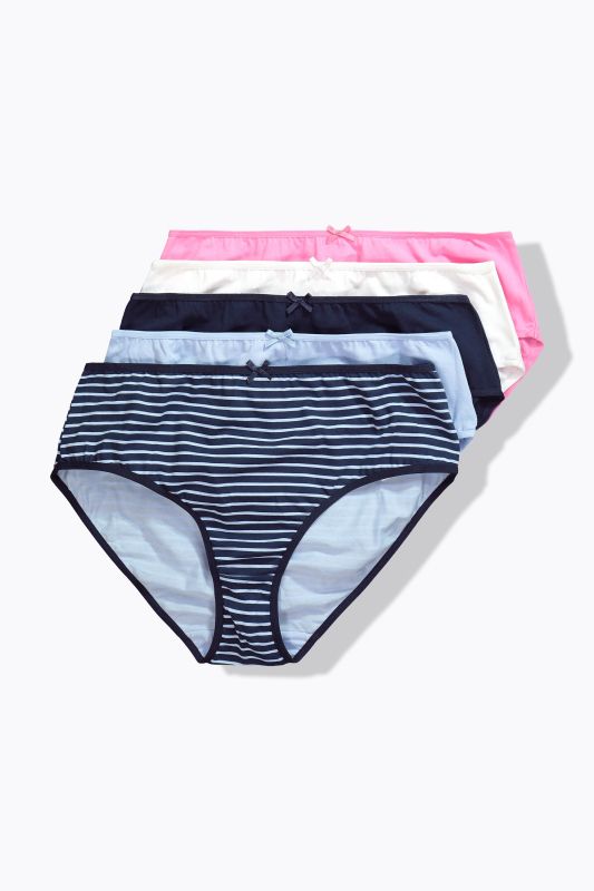 Culottes midi, lot de 5, fines rayures/couleur unie