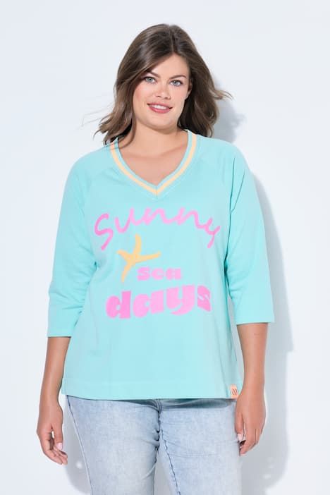 Sweat-shirt, col en V, manches 3/4