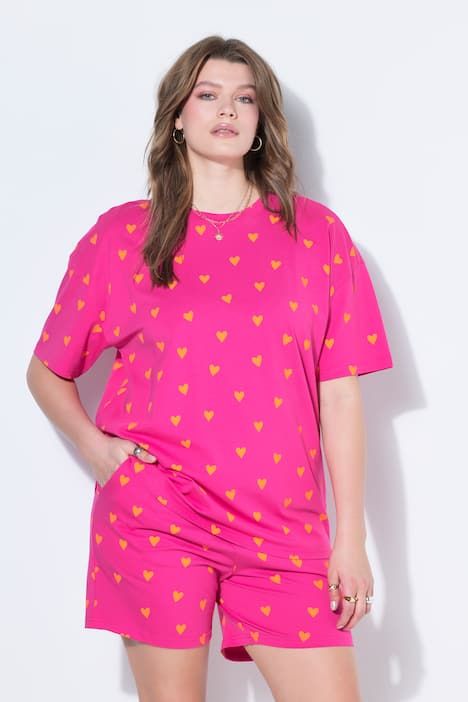 Pyjama court deux pièces, imprimé cœurs