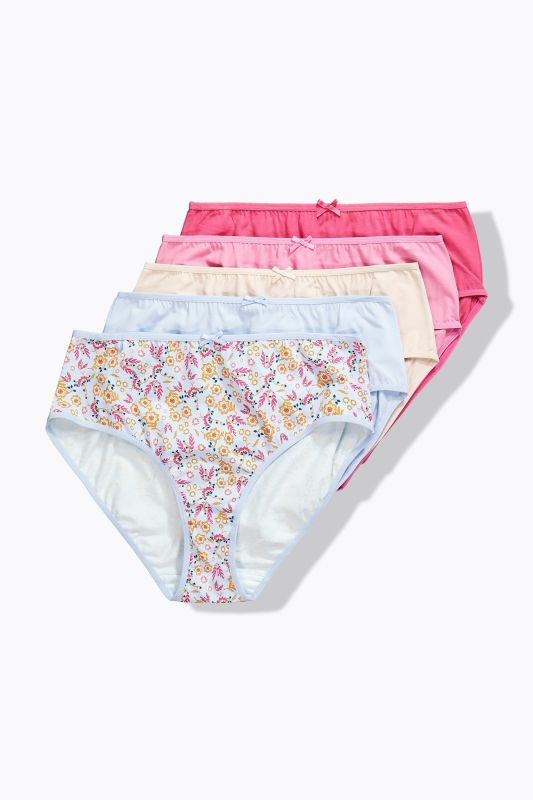 Lot de 5 culottes midi, motif fleurs/couleurs unies