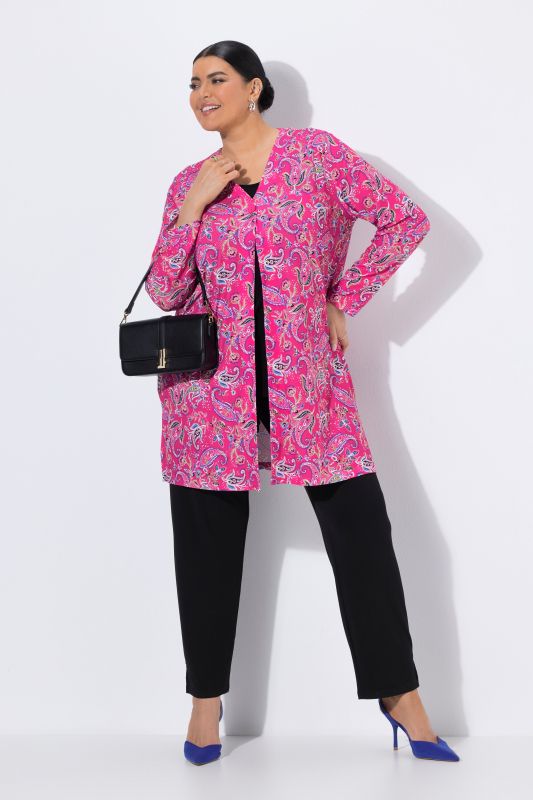 Veste en jersey motif cachemire, encolure en V et manches longues