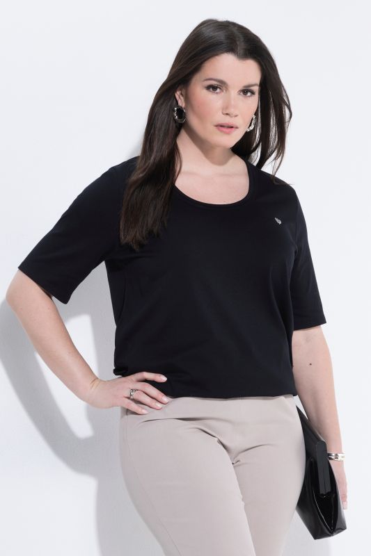 T-shirt en coton Pima, cœur sur le buste, décolleté rond et manches courtes, coupe évasée