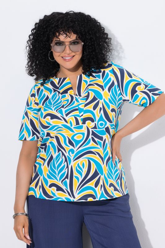 T-shirt esprit tunique, manches courtes et décolleté carré, coupe évasée