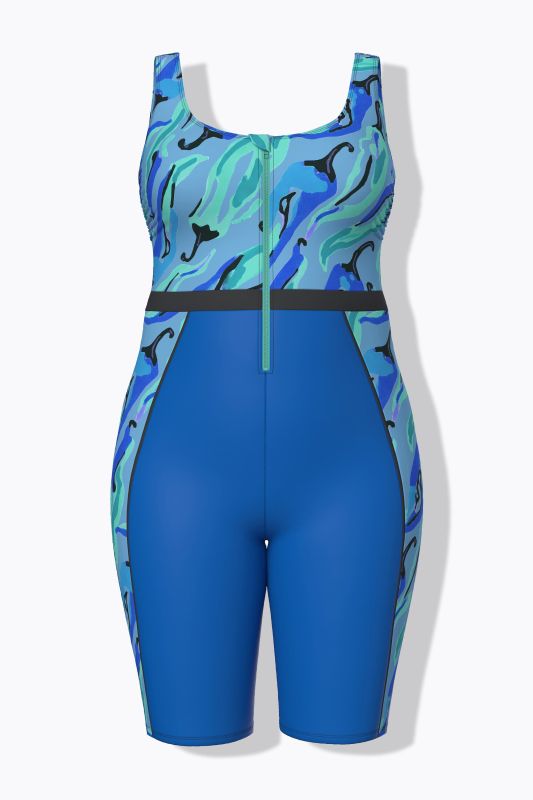 Maillot de bain sans bonnets souples, motif piments et fermeture zippée, matière recyclée