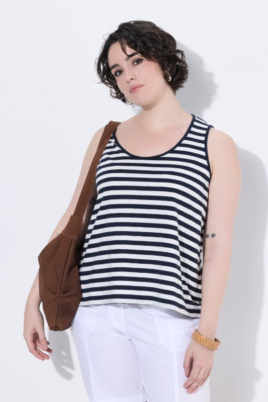 Débardeur rayé, décolleté rond et coupe évasée