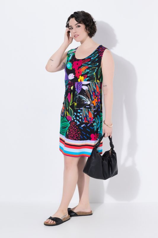 Robe en jersey sans manches, poches et décolleté rond, coupe évasée