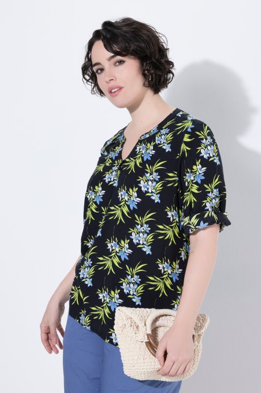 Tunique imprimée, décolleté rond et manches 3/4