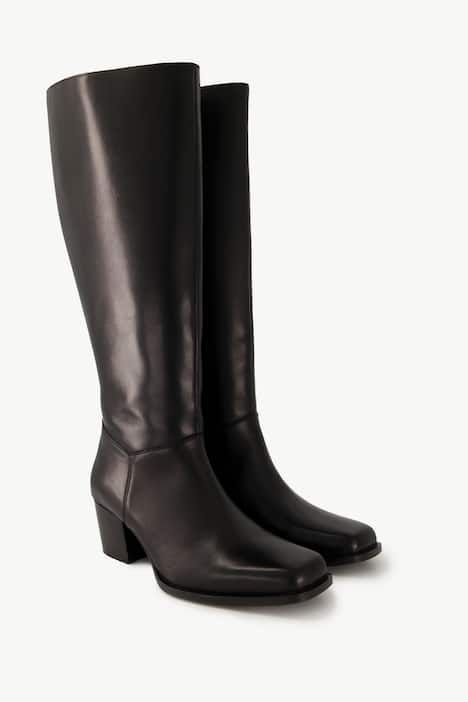 Bottes en cuir tige XL, empiècement élastique - largeur H