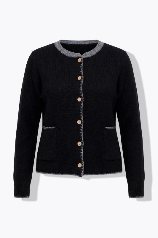 Cardigan à col montant et boutons traditionnels, broderie cerf